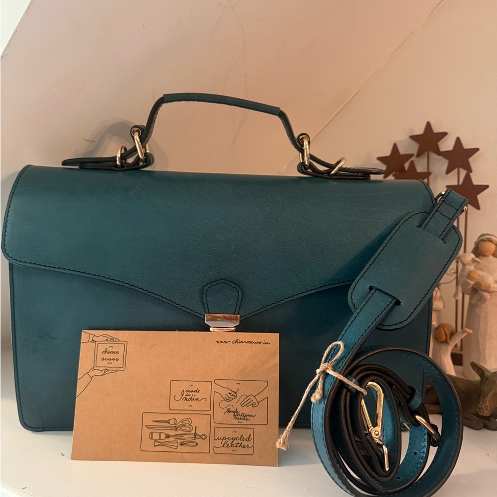 Chiaro Scuro Elegant Teal Handbag